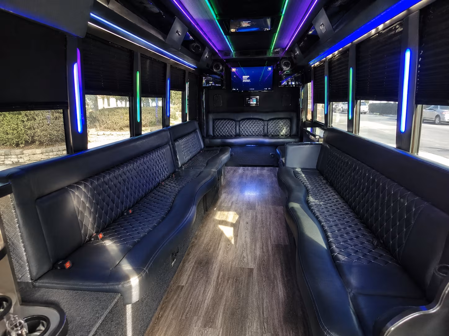 peabody 15 passenger party bus interior