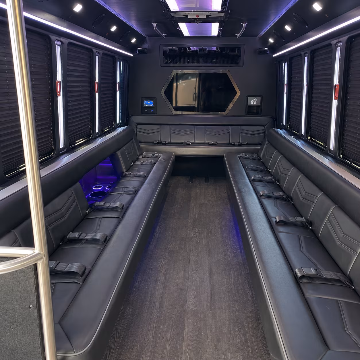 peabody 18 passenger party bus interior