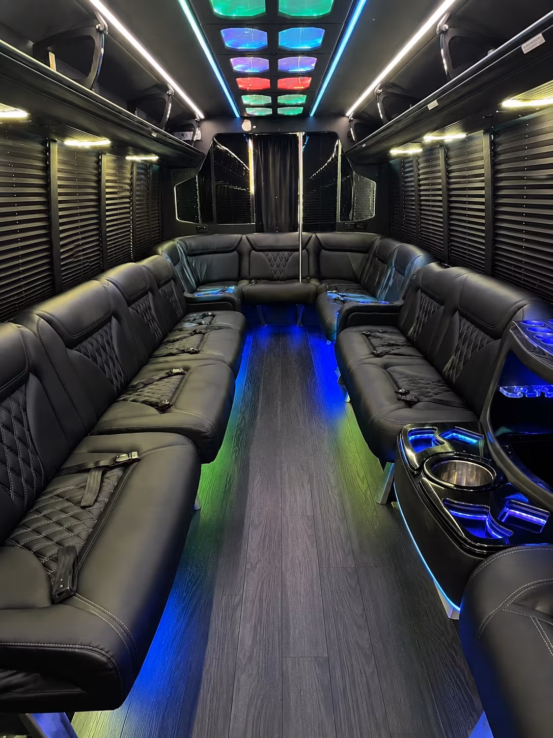 peabody 20 passenger party bus interior
