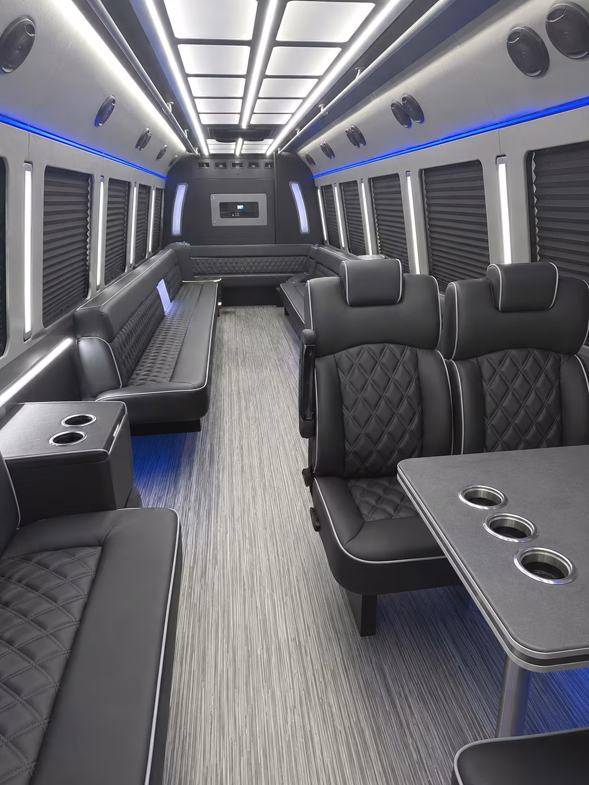 peabody 25 passenger party bus inside