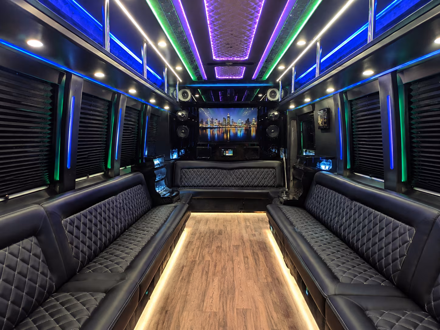peabody 25 passenger party bus interior
