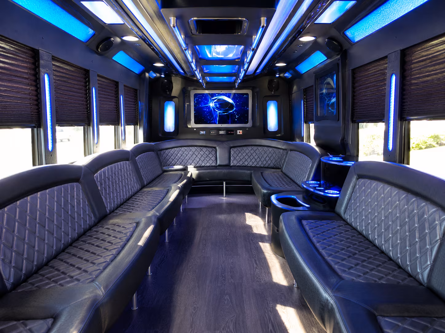 peabody 28 passenger party bus inside