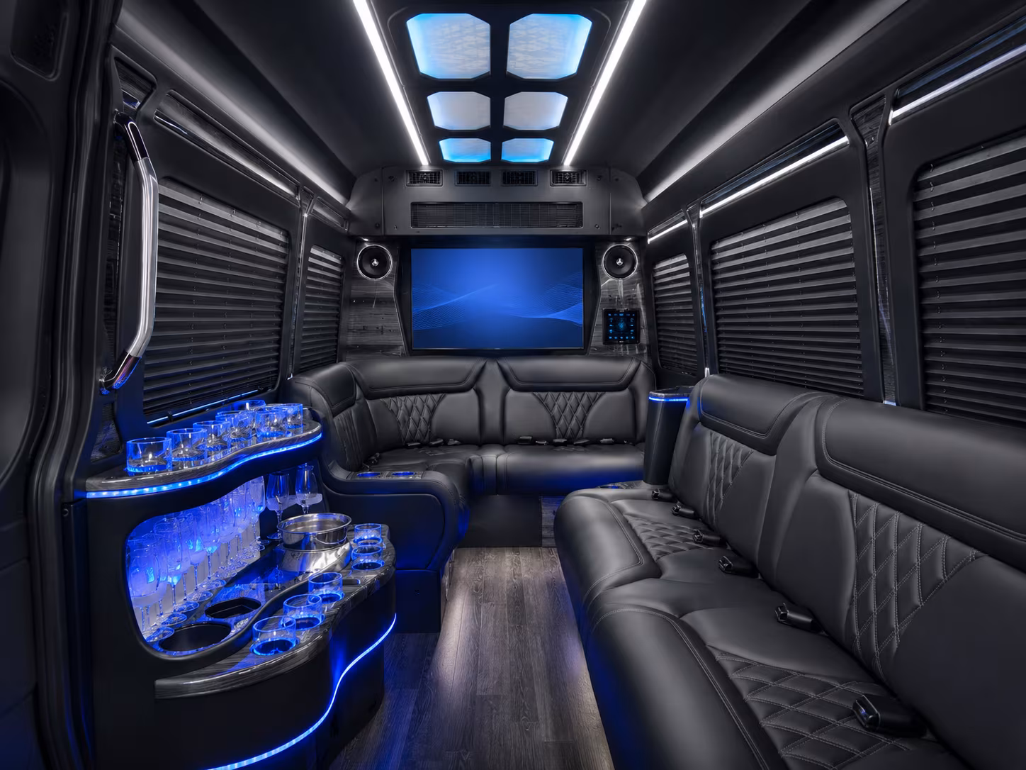 peabody 30 passenger party bus inside
