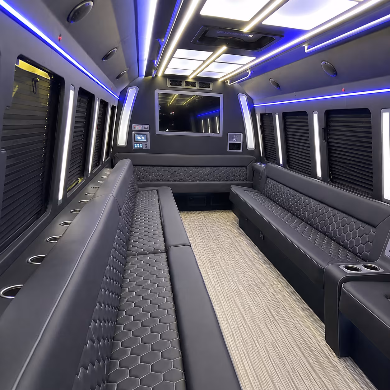 peabody 40 passenger party bus inside