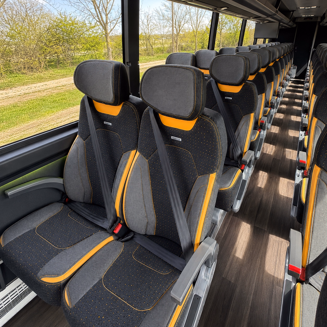 peabody charter bus rental interior