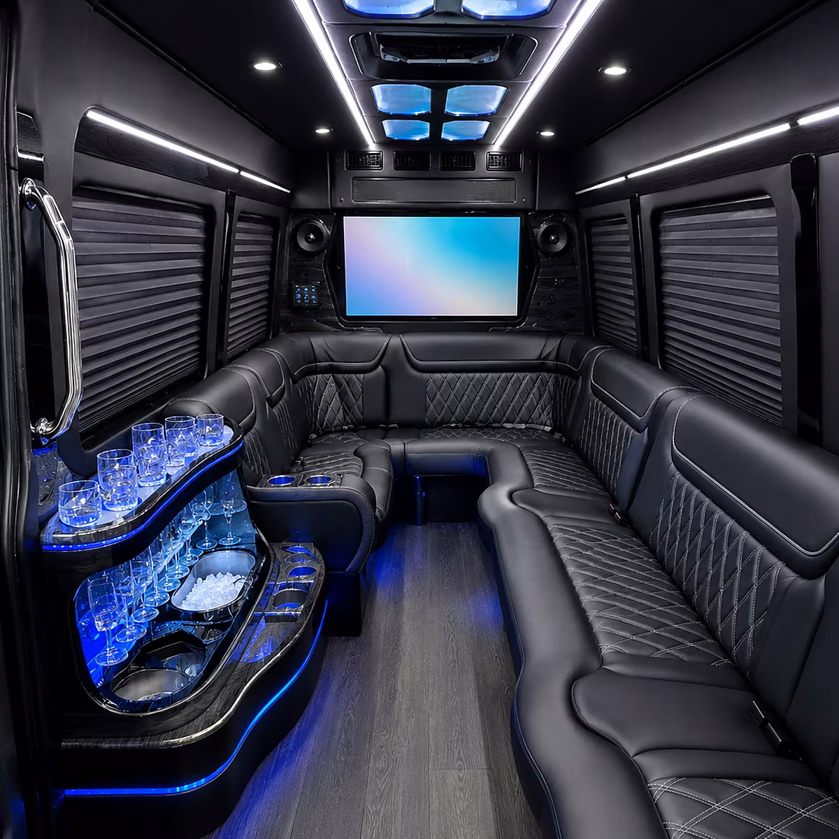 peabody party bus rental interior